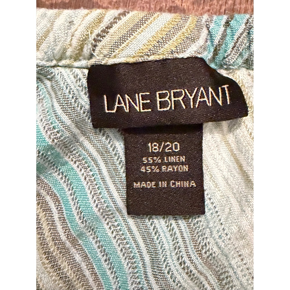 Lane Bryant Linen Blend Striped Maxi Skirt Blue Green Plus Size 18/20 - Picture 4 of 4